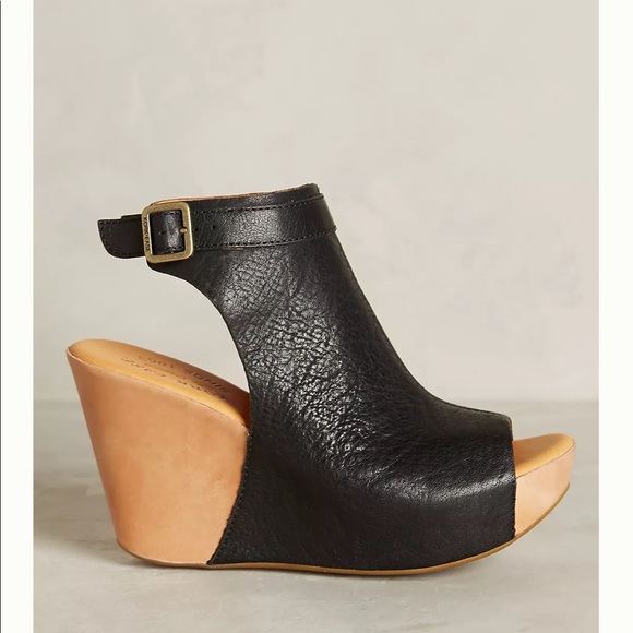 KorkEase Shoes Korkease Berit Wedge Comfort Black Leather Wedge